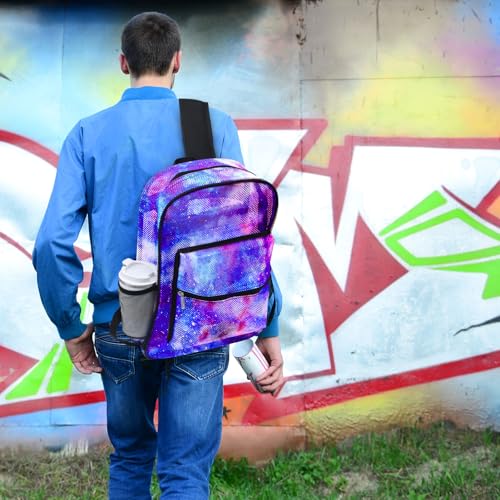 Image of Silkfly 3 Pcs Mesh Backpack Set, Heavy Duty Semi-transparent Bookbag with Lunch Bag Pencil Case for Travel, Beach, Sports
