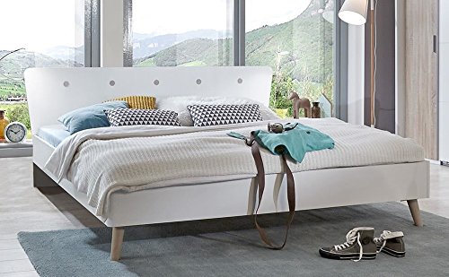 Wimex King Size Bett Bergen | In Weiß & Eiche | 160 x 200 cm - 4038062040616 Wimex King Size Bett Bergen | In Weiß & Eiche | 160 x 200 cm