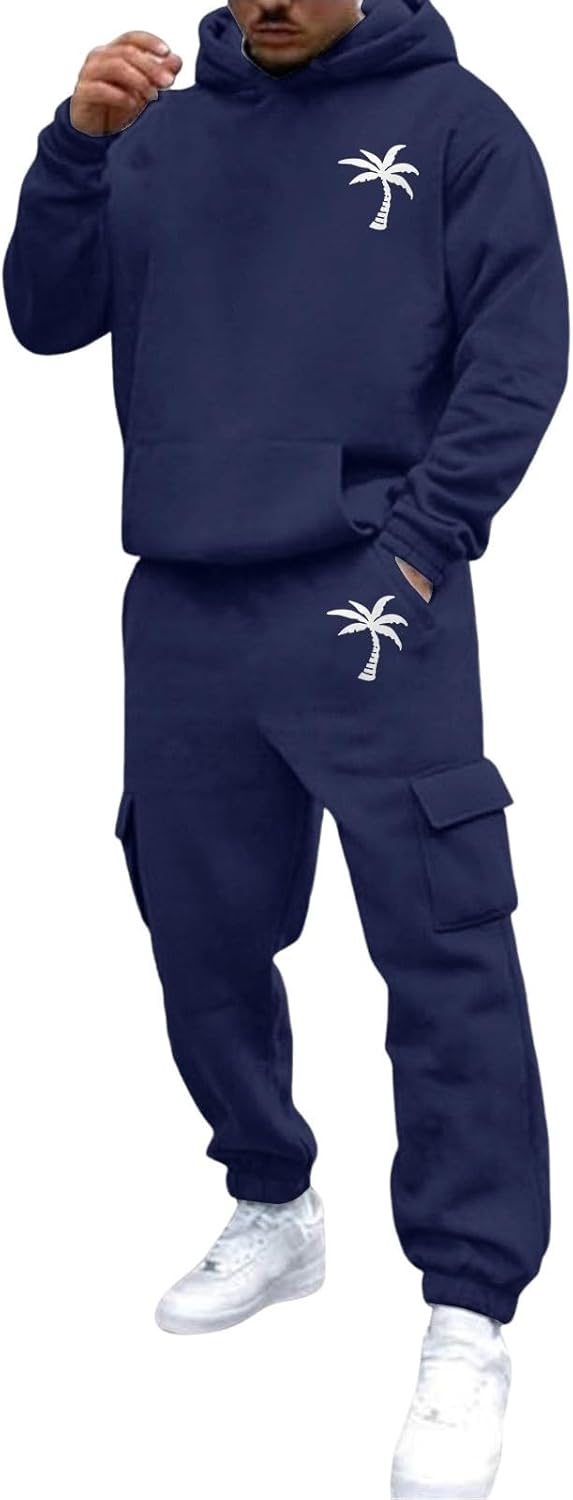 Men’s 2 Piece Outfits Hoodie Sweatshirt Tracksuit & Joggers Sweatpants Sweatsuit Set