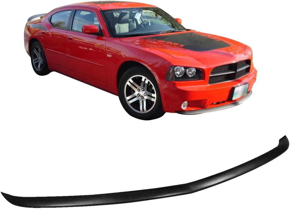 IKON MOTORSPORTS Front Bumper Lip Compatible with 2006-2010 Dodge Charger Except SRT8 Model, Factory Style Black PU