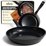 Alva Energy 20,3 cm & 27,9 cm Keramik-Antihaft-Pfannen-Set, PFAS/PTFE-frei, ungiftig, schnelles gleichmäßiges Erhitzen, kühlbleibende Griffe, leicht und spülmaschinenfest, recyceltes Aluminium