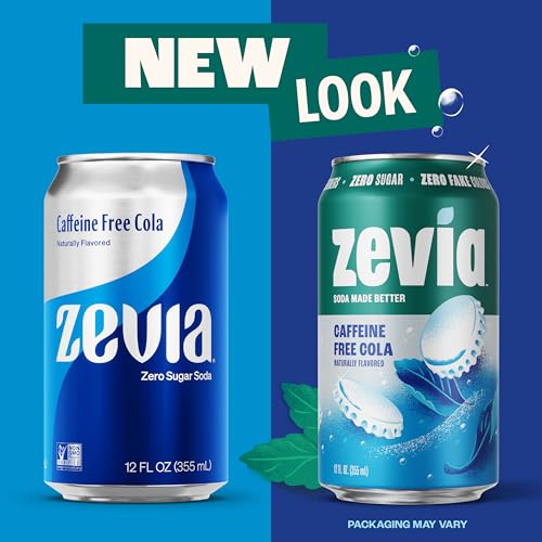 Image of Zevia Zero Sugar Soda, Caffeine Free Cola, 12 oz Cans (24-Pack) - Naturally Sweetened, Zero Calorie Sugar Free Soda - Non-GMO Project Verified, Gluten-Free, Vegan
