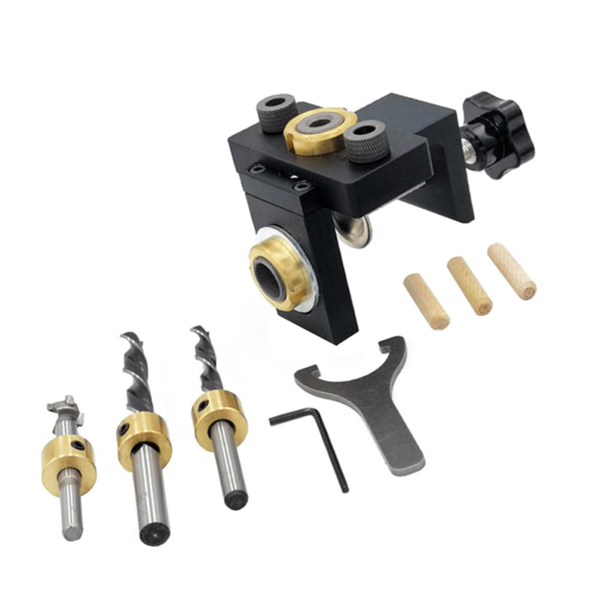 Localizador de Perforación para Carpintería, Localizador de Agujeros para Carpintería, Aleación de Aluminio y Madera, Negro, Herramienta de Dibujo Lineal, para Varios estilos