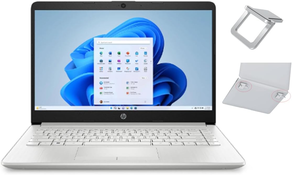 Hp Stream 14" HD Laptop | Intel Celeron N4120 Processor | Intel UHD Graphics 600 | Microsoft Office 365 | 4GB RAM | 64GB SSD | Windows 11 S | Bundle with Laptop Stand