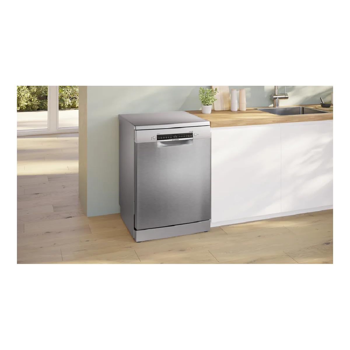 Bosch - Lavastoviglie senza installazione, 60 cm. di larghezza, serie 4, Home Connect, AquaStop, Acciaio, SMS4HTI03E