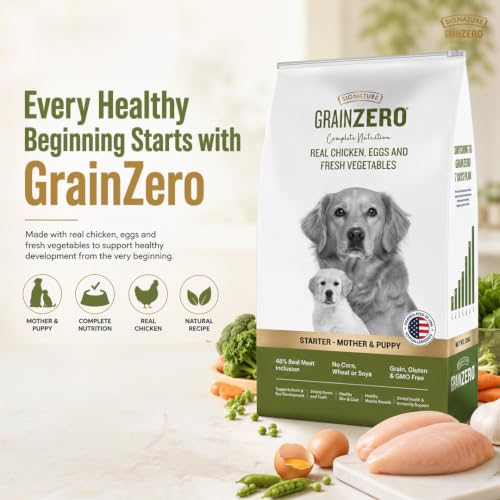 Image of Grain Zero Starter Dry Dog Food 1.2kg | Real Chicken, Egg & Vegetables | 48% Meat Inclusion, No Grain Formula, Gluten-Free | Promotes Healthy Skin & Coat | for Puppy & Mother