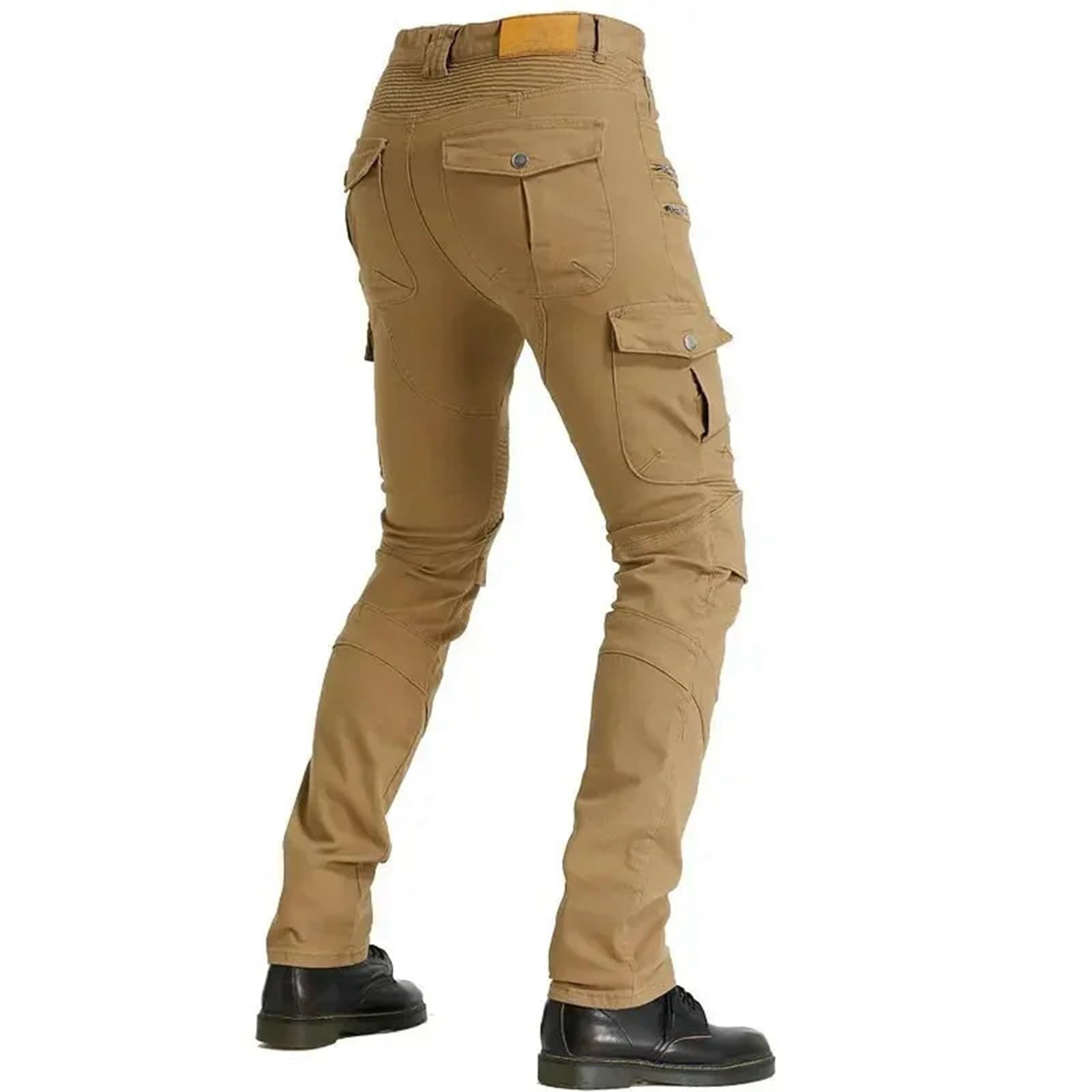 Uomo Moto Pantaloni Jeans Pantaloni Protettivi da Uomo con 2 Paia Di Protezioni per Fianchi e Ginocchia, Jeans da Motociclista Slim Fit