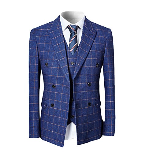 スーツ メンズ スリーピース 1つボタン ダブルボタン チェック柄 ストライプ ビジネススーツ スリム 結婚式 スーツ