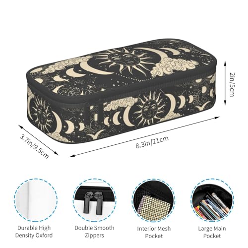 Image of Moon And Sun, Mysterious Astrology Large Pencil Case, Pencil Pouch With Zipper Compartments Stationery Pencil Bag For Kids Teens Students School Supplies