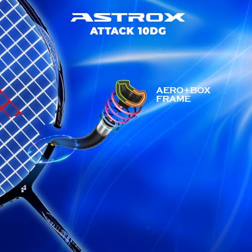 Image of Yonex Astrox Attack 10DG Ultra Strong| Made with Japanese Graphite|Strung Badminton Racquet with Full Cover (80 Grams - 32 Lbs, Safety Yellow)