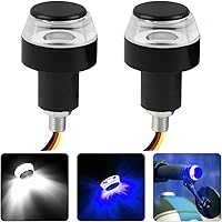 Vista 7 de AICEL - Luces LED para extremo de manillar de motocicleta, luz indicadora de giro para manillar, enchufe de extremo de agarre de manillar de 12V