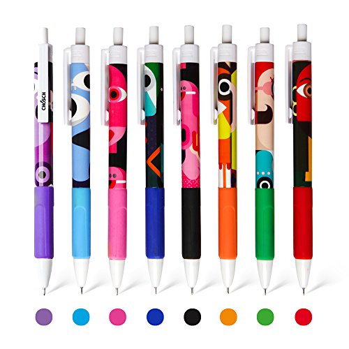 chosch 8 Colors Retractable Gel Ink Roller Ball Pen Set, Fast Dry, 0.5MM Extra Fine Point Super Smooth Writing For Coloring And Writing,8-Count