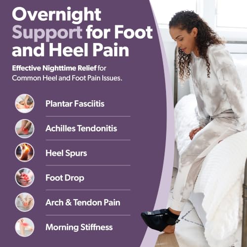 Image of BraceAbility Plantar Fasciitis Night Splint Sock - Plantar Fascia Boot for Sleeping, Achilles Tendonitis Relief, Foot Drop, Heel Pain - Planter Facetious Brace for Women and Men - Gray (S)