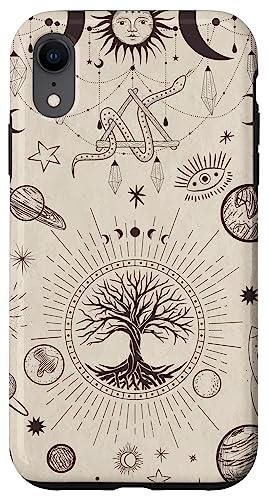 Custodia per iPhone XR Astrology Aesthetic Galaxy Dark Academia Celestial Tree