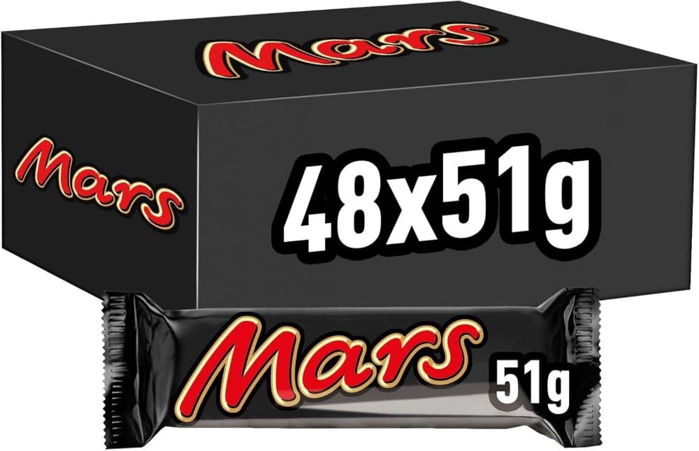 Mars Milk Chocolate, Caramel & Nougat Bars Bulk Box, 48 Bars of 51g
