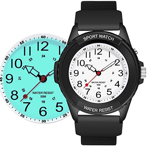 Proking Women's Watch Sport Waterproof Watches Nurse Minimalist Simple Analog Watch Casual Ladies Men's Watch, Easy Read Dial, Military Time With Second Hand, Silicone Band, Light #TOP4