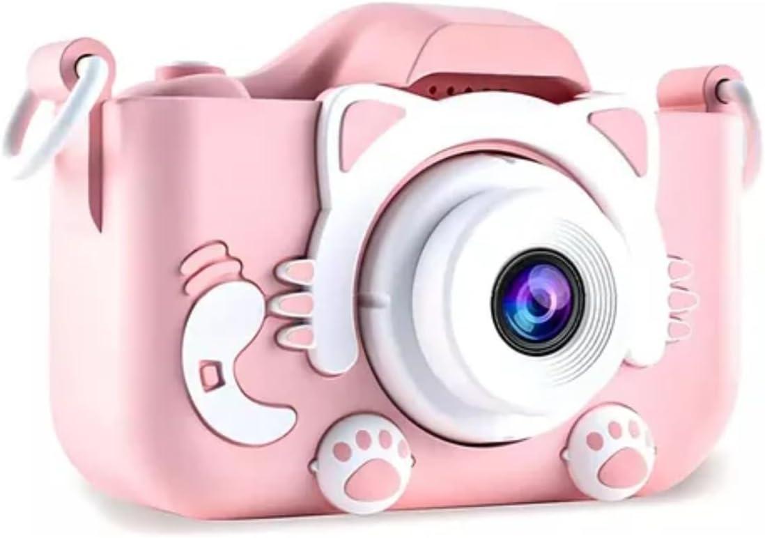 Máquina Fotográfica Infantil Digital – Vídeos HD, Fotos 13 MP, Tela 2″, 4× Zoom, Jogos, Bateria Recarregável USB – YASDA (ROSA)