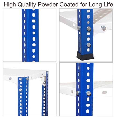 Image of ALIJA️ Slotted Angle Metal Rack (2 x 2 x 1.5 Ft. / 24 x 23 x 18 Inch) with 3 Shelves (Blue and Ivory, 20 Gauge Shelves, 14 Gauge Angle)