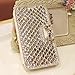 iPhone 6 Case, LA GO GO(TM) Luxury 3D Bling Handmade Glitter Rhinestone Pearl Leather Flip Wallet Purse Card Pouch Stand Protective Case for Apple iPhone 6 (4.7 inch) (Crystal, iPhone 6)