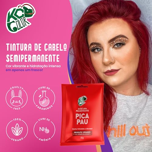 Kamaleão Color – Máscara Pigmentante Semi-Permanente - Cores Vibrantes e Hidratação Intensa – Low Po