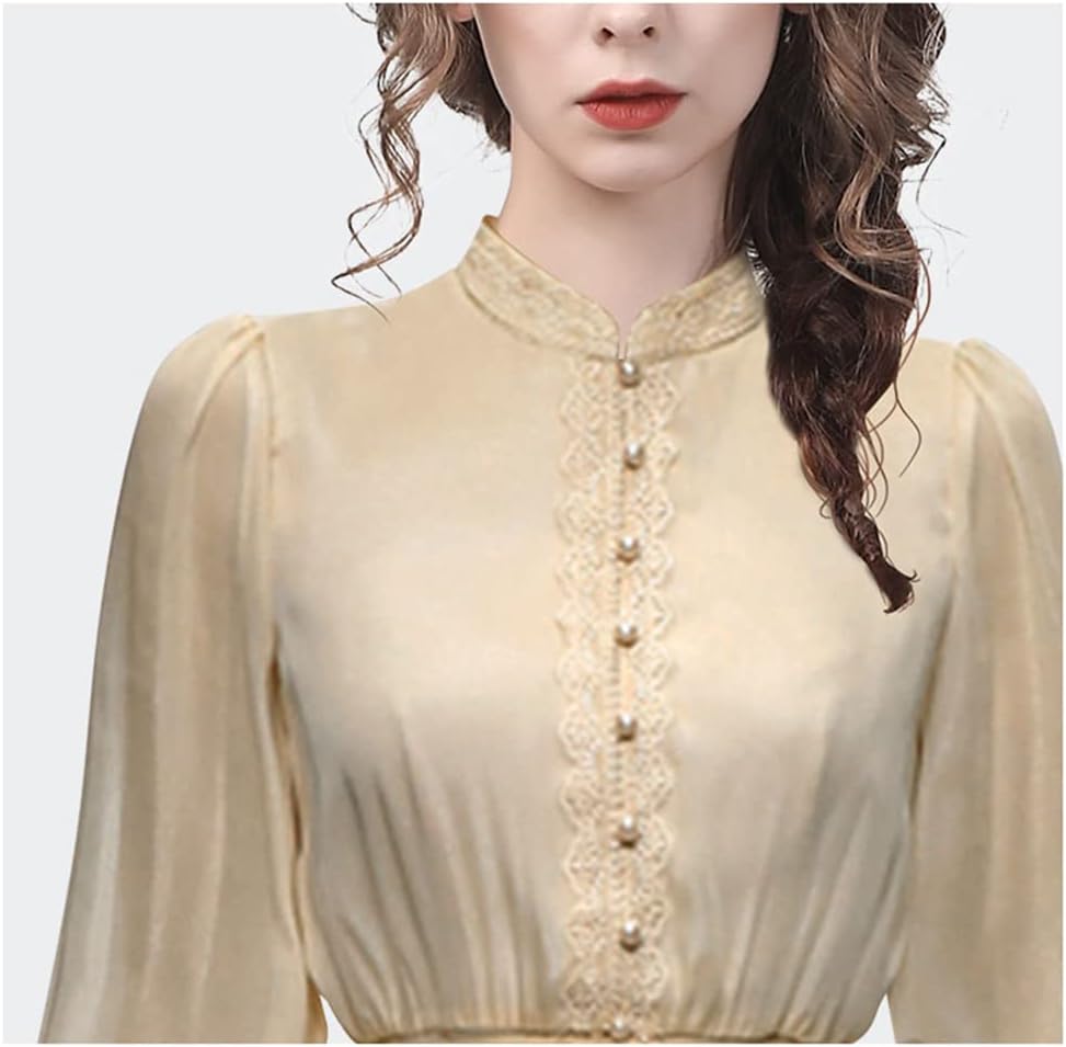 Ladies Lantern Sleeve Chiffon Top Womens Blouse High Waist Skirted Pullover Shirt