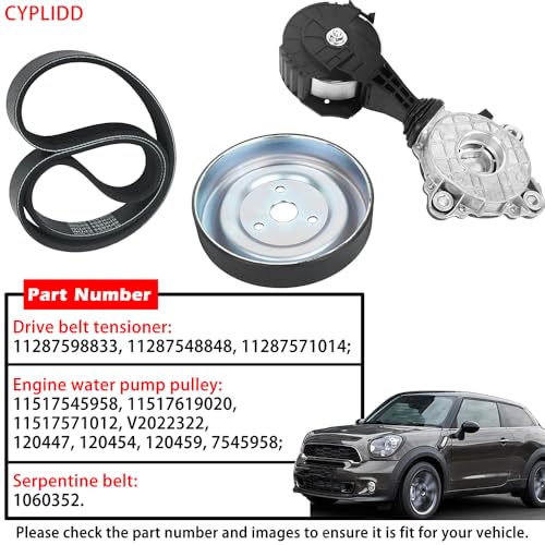 CYPLIDD 11287598833 Drive Belt Tensioner Idler Friction Wheel,Serpentine Belt and Engine Water Pump Pulley Compatible with Mini Cooper Countryman Paceman 2007-2016 Replaces 11517545958 1060352 by CYPLIDD - Image 2