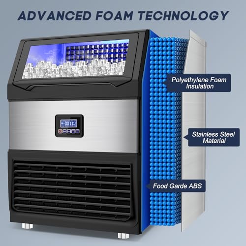 Image of SOZT Commercial Ice Maker Machine 300LBS /24H, 75LBS Storage