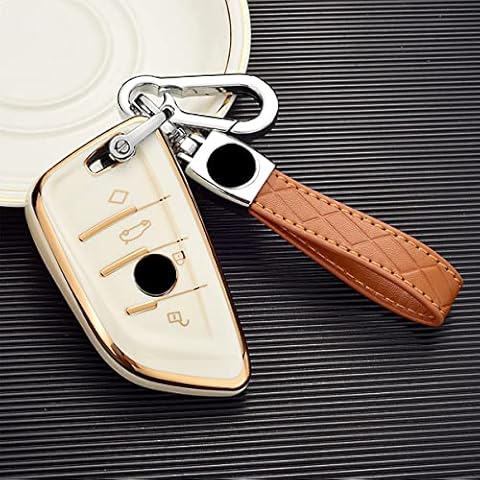 shengjue For BMW Car Key Shell Cover, Soft TPU Silicone Car Remote Control Smart Key Case for BMW 1/2/5/7 Series and X1/X3/X5/X6 etc. (Milky White) Cover