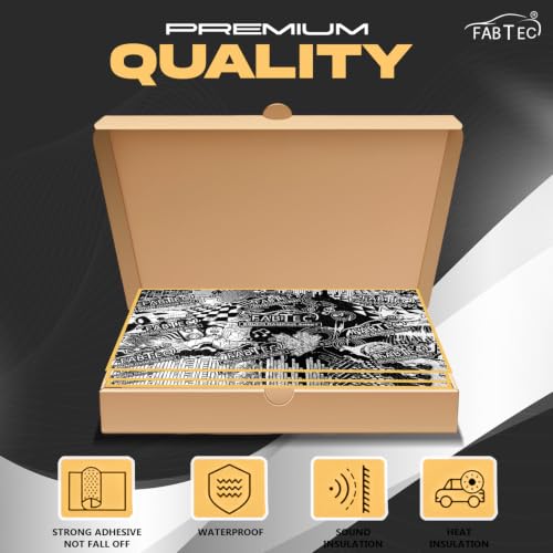 Image of FABTEC Car Damping Sheet 81.2X45.7 CM with 3.0mm Thickness |Sound & Heat PROOFING Car Sound Deadening Material Sound Insulation Premium Sound & Heat Insulation Mat Design(Black, Set of 5)