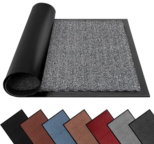 FB FunkyBuys Tapis anti-salissure lavables pour porte intérieur & extérieur, paillassons résistants antidérapants, tapis de sol avec dos en caoutchouc,...