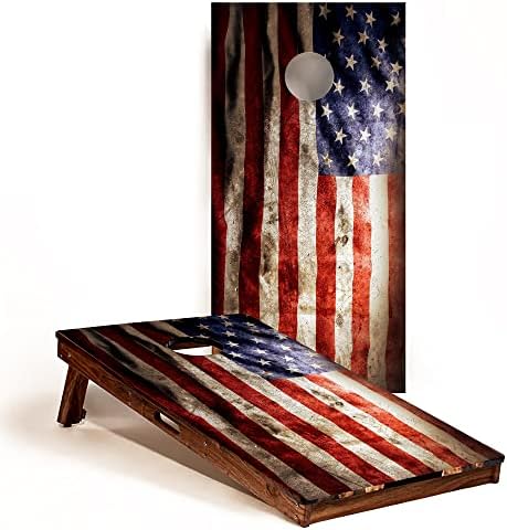 GRAPHIX EXPRESS - C196 American Flag - Patriotic Cornhole Board Wrap - Laminated Weatherproof Vinyl Decal - Easy Bubble-Free Application - Stickers Dimensions: 2' x 4' - Set of 2