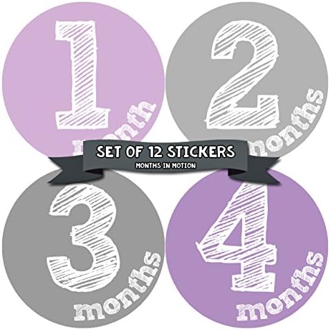 Months in Motion Baby Monthly Stickers - Baby Milestone Stickers - Newborn Girl Stickers - Month Stickers for Baby Girl - Baby Girl Stickers - Newborn Monthly Milestone Stickers - Belly Stickers