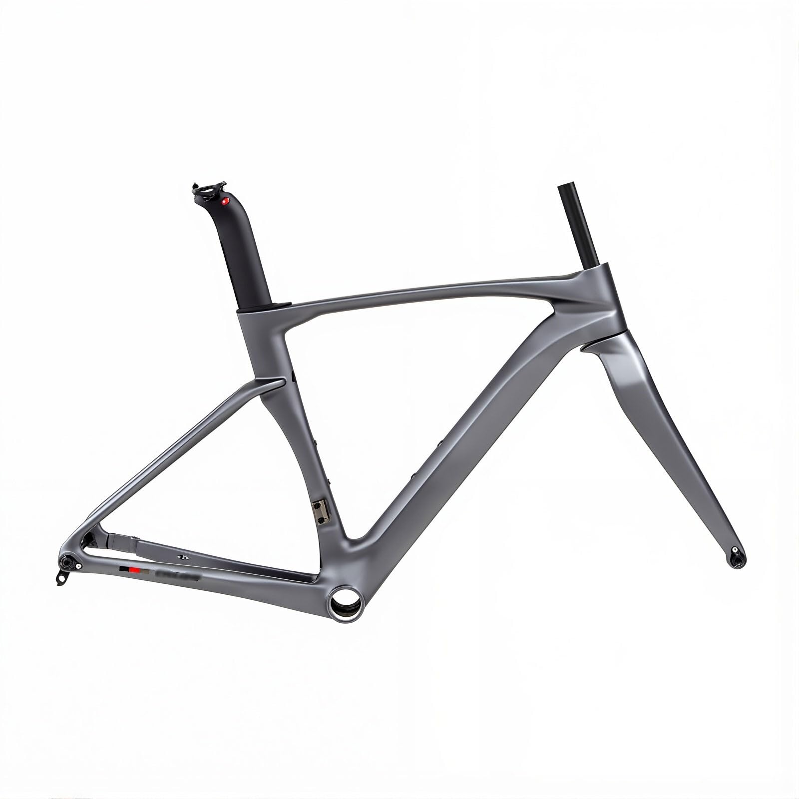 TUJISEK 700C Carbon Road Bike Frameset 43.5/46/48/50/52/54CM Wind Breaking Racing Frame Disc Brake Road Bikes Frame with Fork Thru-Axle Frame F12*100mm R12*142mm Internal Routing(Gray,54cm)