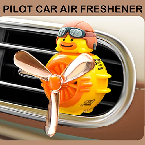 Image of 2 Pieces Car Air Fresheners, Cute Bear Pilot Car Diffuser, Propeller Air Outlet Vent Fresheners, Automotive Interiors Vent Decoration (Cat+Duck)