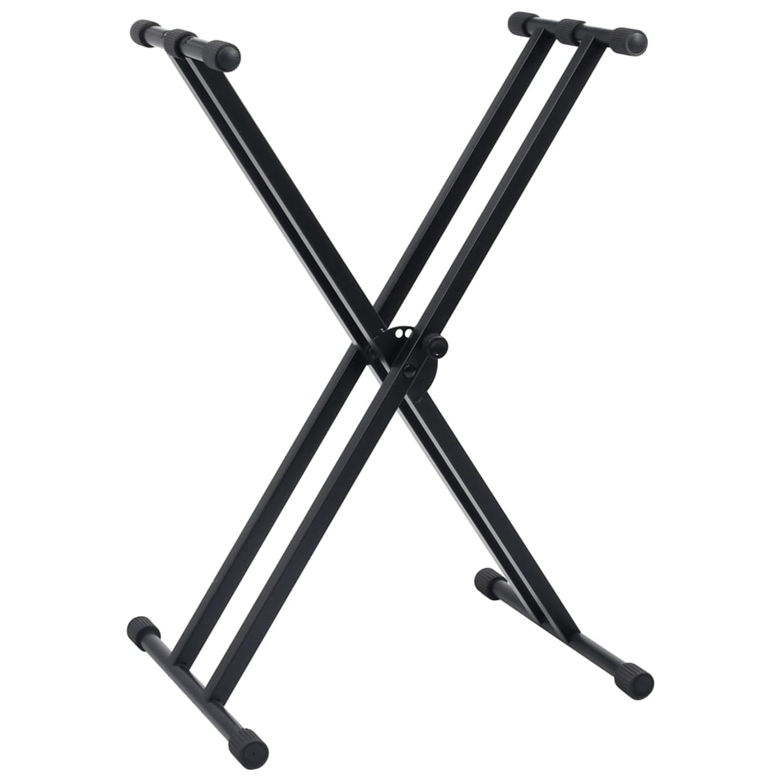LAPOOH Supporto Tastiera a Doppia Staffa Set con Sgabello Gambe Sostegno Base Appoggio Porta Pianola Stand Accessori Musica Strumenti Nero-70096