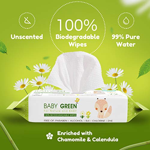 Biodegradable Baby Wipes 100%, Compostable Plastic Free Wet Wipe, 72 Count (1 Pack)- 99% pure Water, 0% Plastic, Hypoallergenic & Dermatologically Tested - Unscented - Image 3