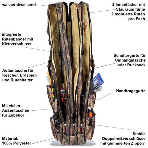 ARAPAIMA FISHING EQUIPMENT Sac de pêche Polyvalent avec 3 Compartiments intérieurs pour Canne à pêche, épuisette et… - Image 7