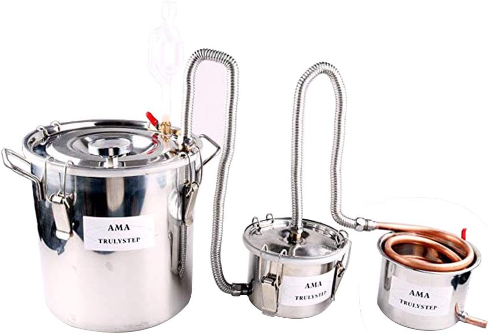 New 3 Pots DIY Home Distiller Alcohol Ethanol Boiler Wine Water Essential Oils Making Brewing Kit (Copper, 100 Litres / 25 Gallon)