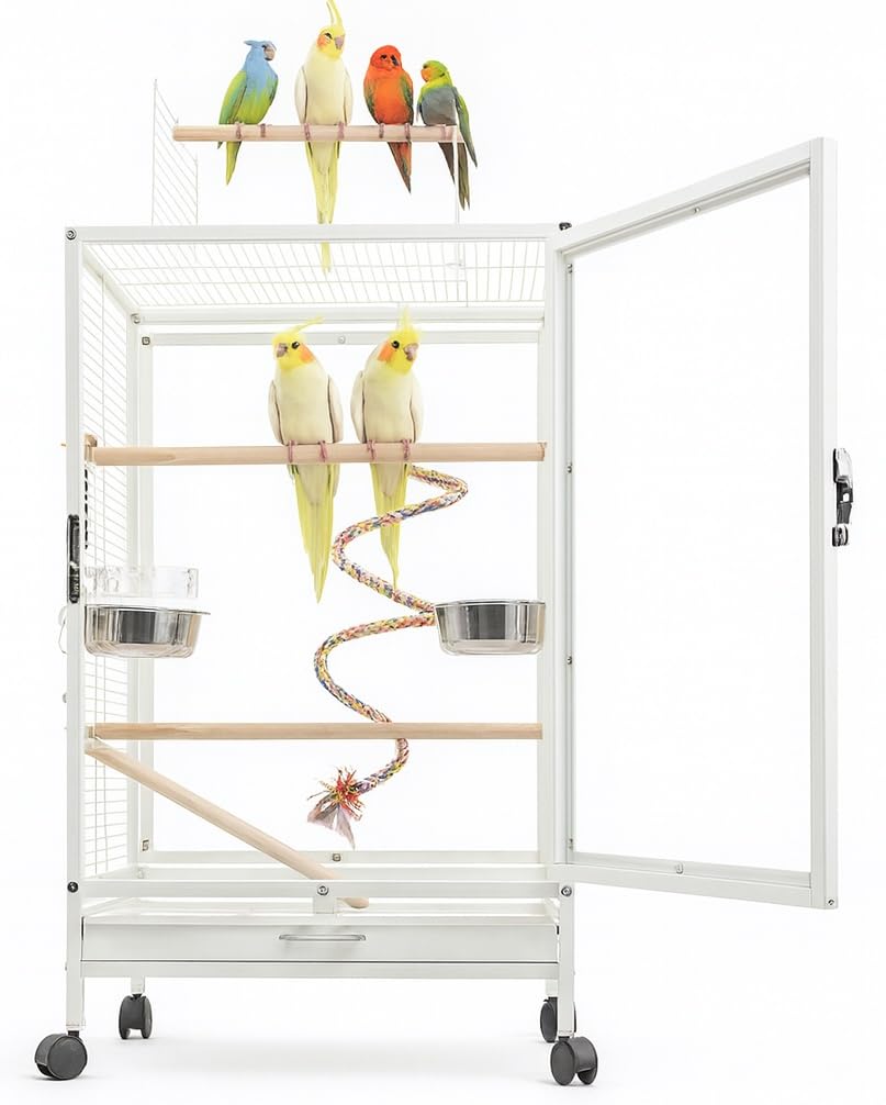 Amazon | TUIYIDUO 鳥かご 大型 鳥ケージ 46*46*77cm バード