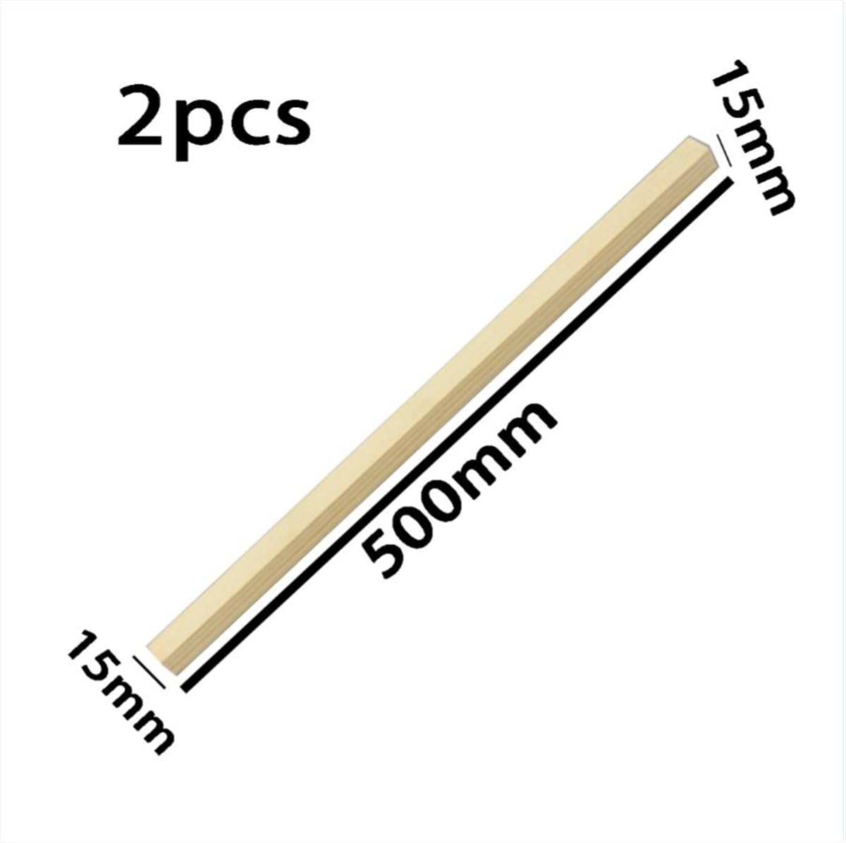 Drewniane patyki, drewniane kołki Długość 500 mm 2 szt. drewniane kołki pręty niedokończone drewniane kwadratowe patyczki drewniane patyczki do rękodzieła artystycznego/20 mm * 20 mm * 500 mm(15Mm*15M