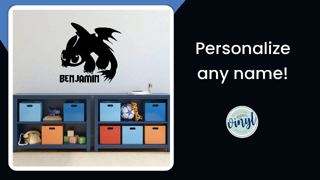 Vinilo decorativo personalizado dragón sin dientes miniatura 7