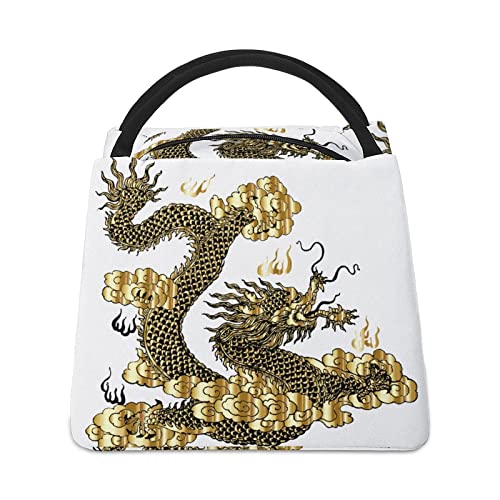 LafalPer Bolsa Comida Isotermica Escuela Linda Bolsas Almuerzo Térmicas Trabajo Personalizada para Niños Mujer Dragón de metal dorado