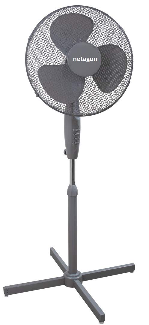 Netagon Home & Office 16" Electric Oscillating Floor Standing Pedestal Air Cooling Fan (Grey)