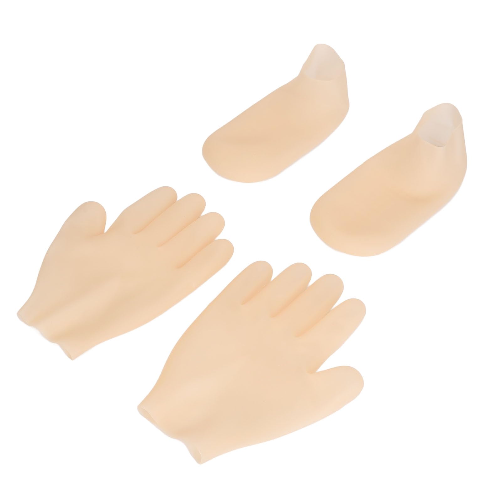 Jauarta Moisturizing Gel Gloves Socks Silicone Exfoliation Hydrating Gel Gloves Sock for Foot Care Skin Color