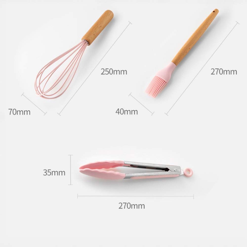 Juego de espátula de Silicona, Utensilios de Cocina, sartén Antiadherente, espátula de Cocina con Fugas Especiales, Mango de Madera Resistente a Altas temperaturas, Cubo de Almacenamiento