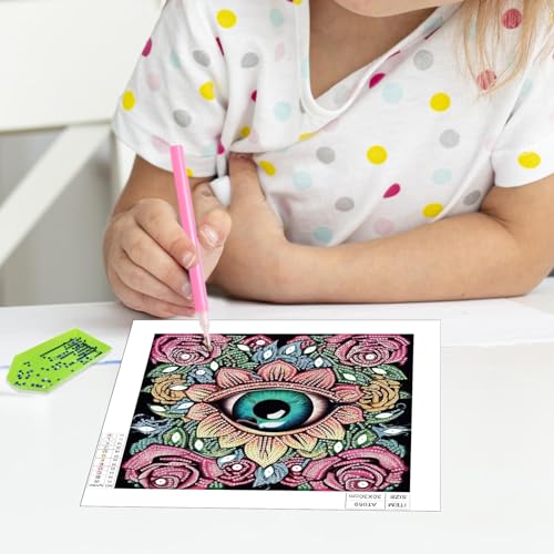 Image of Diamond Art Painting Kits for Adults, 5D Special Shape Crystal Rhinestone Diamond Painting, Artistic Flower with Eye Design, DIY Diamond Art Kits for Beginners, Home Wall Decoration Gift, 12x12 Inch