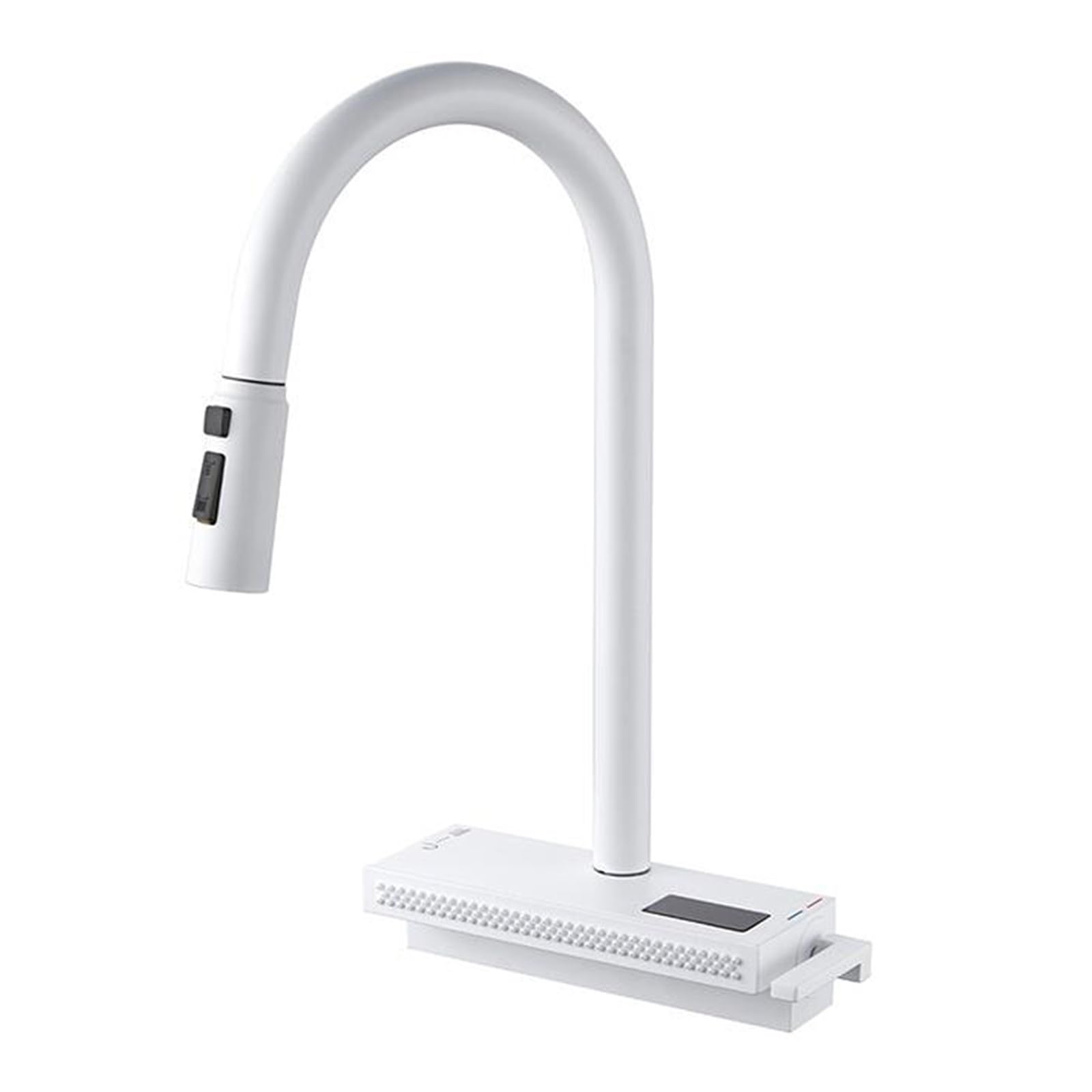 Robinet de cuisine extensible pivotant blanc avec douchette laiton - 8