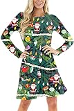 Women's Christmas Tree Dress Ugly Xmas Printed Swing Flare Holiday Tunic Dress XL