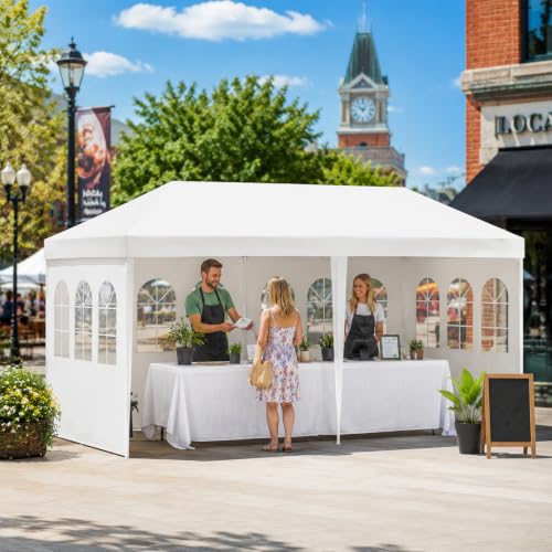 Image of 10' x 20' Outdoor Canopy Tents with 4 Detachable Sidewalls, Patio Gazebo Tents, Shade Shelters for Birthday, Events, Party, Wedding, Gatherings and Patio