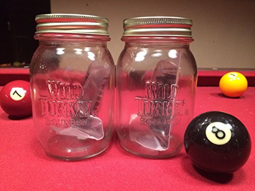 Set of 2 Wild Turkey Kentucky Straight Bourbon Whiskey Mason Jars Glasses & American White Oak Infusion Spirals